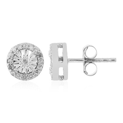 Zilveren oorbellen met I2 (H) Diamanten