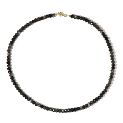 Zilveren halsketting met Zilver Obsidianen