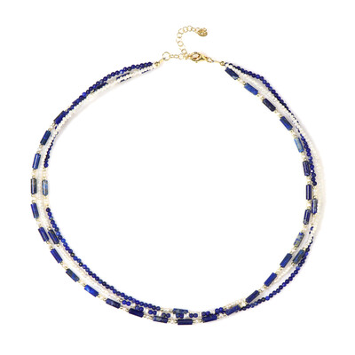 Zilveren halsketting met lapis lazulistenen (Riya)