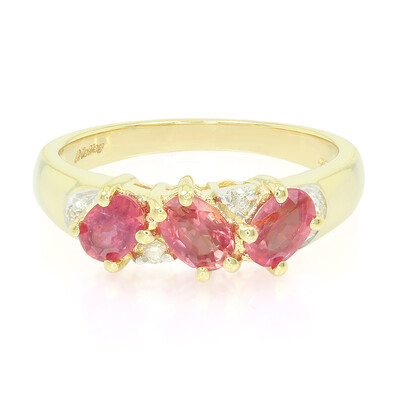 Gouden ring met Onverhitte Padparadscha Saffieren
