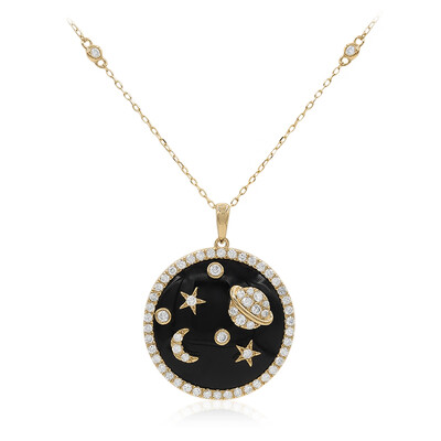 Gouden halsketting met een zwarte onyx (CIRARI)