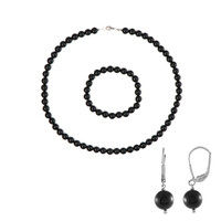 Zilveren set met zwarte onyxen