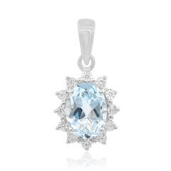 Zilveren hanger met een hemel-blauwe topaas