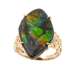 Gouden ring met een ammoliet (de Melo)