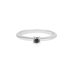 Zilveren ring met een zwarte diamant