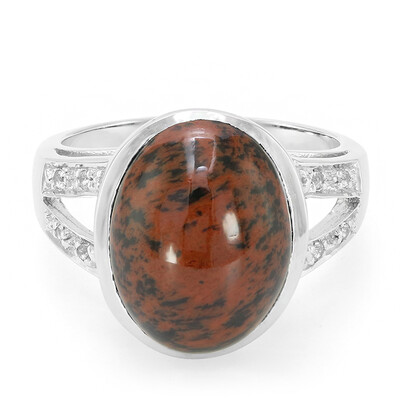 Zilveren ring met een mahonie obsidiaan