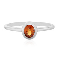 Zilveren ring met een avondrode saffier