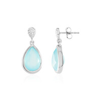 Zilveren oorbellen met Aqua Chalcedonen