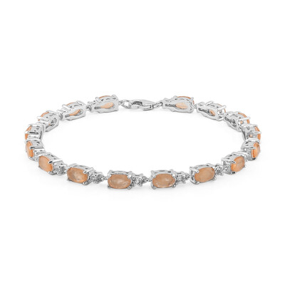 Zilveren armband met Pastelperzik Kwartskristallen