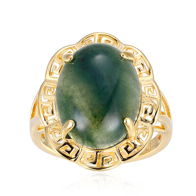 Zilveren ring met een groene agaat