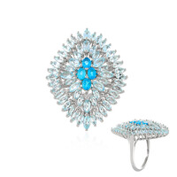 Zilveren ring met hemel-blauwe topaasstenen