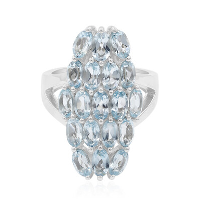 Zilveren ring met hemel-blauwe topaasstenen