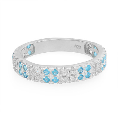 Zilveren ring met neon blauwe apatieten