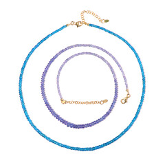 Zilveren set met neon blauwe apatieten