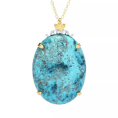 Zilveren halsketting met een Chrysokoll (Gems en Vogue)