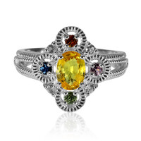 Zilveren ring met een gele saffier