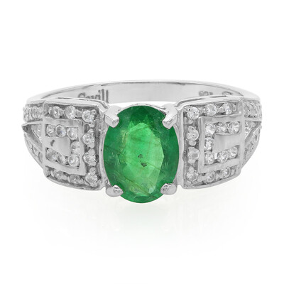 Zilveren ring met een Bahia-smaragd