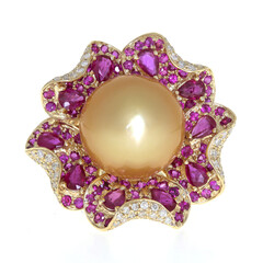 Gouden ring met een Gouden zoetwater kweekparel (CIRARI)