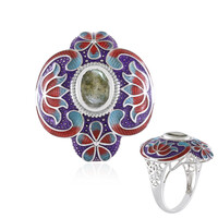 Zilveren ring met een Groene Minary Labradoriet (Adela Silber)