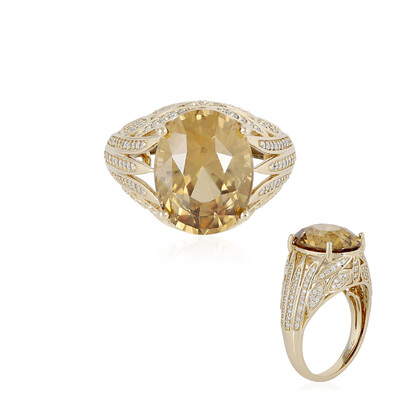 Gouden ring met een Gele Zirkoon (de Melo)