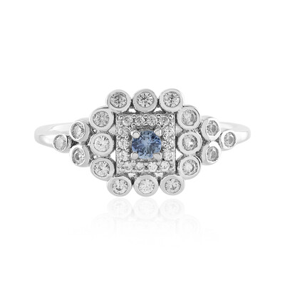 Zilveren ring met een Onverhitte blauwe Ceylon saffier