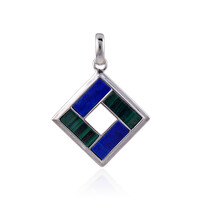 Zilveren hanger met lapis lazulistenen