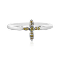 Zilveren ring met een I2 Gele Diamant