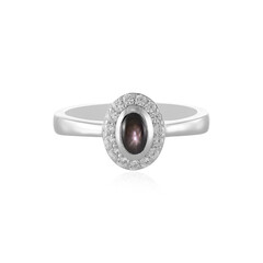 Zilveren ring met een zwarte ster saffier