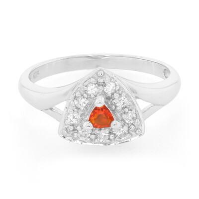 Zilveren ring met een Queretaro Kersen Vuur Opaal