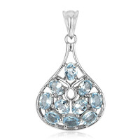 Zilveren hanger met hemel-blauwe topaasstenen