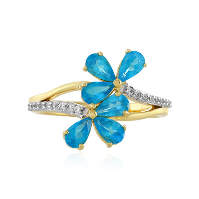 Zilveren ring met neon blauwe apatieten