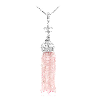 Zilveren halsketting met rozen kwartskristallen (Dallas Prince Designs)