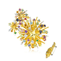 Zilveren broche met blauwe saffieren (Gems en Vogue)