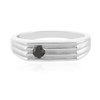 Zilveren ring met een zwarte diamant