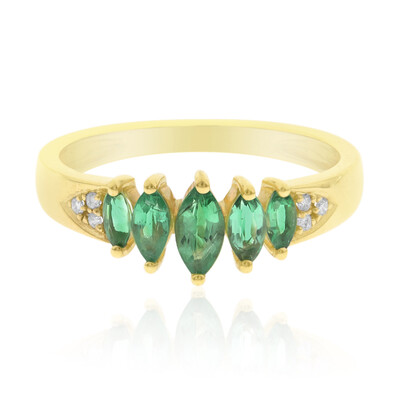 Gouden ring met AAA Zambia smaragden