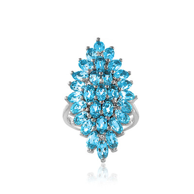 Zilveren ring met hemel-blauwe topaasstenen