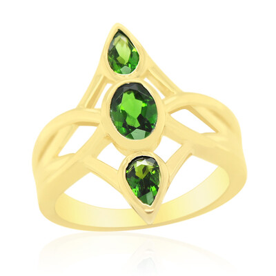Zilveren ring met een Russische diopsied