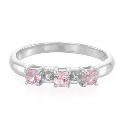 Zilveren ring met roze saffieren