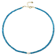 Zilveren halsketting met neon blauwe apatieten (Riya)