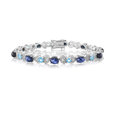 Zilveren armband met blauwe ster saffieren