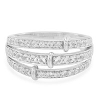Zilveren ring met witte topaasstenen