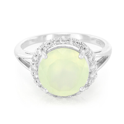 Zilveren ring met een prehniet