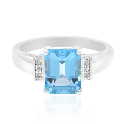 Zilveren ring met een Zwitsers-blauwe topaas
