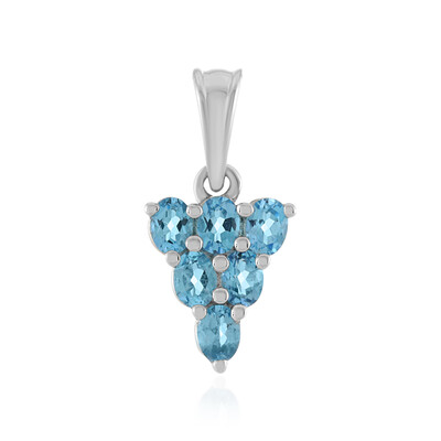 Zilveren hanger met Zwitsers-blauwe topaasstenen