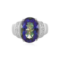 Zilveren ring met een blauwe mystieke kwarts