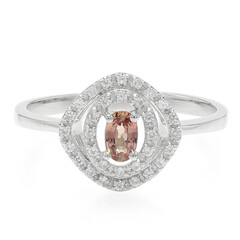 Zilveren ring met een Padparadscha saffier