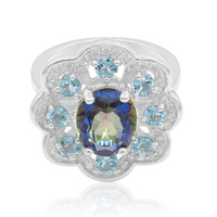 Zilveren ring met een blauwe mystieke kwarts