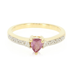 Gouden ring met een Onverhitte Padparadscha Saffier