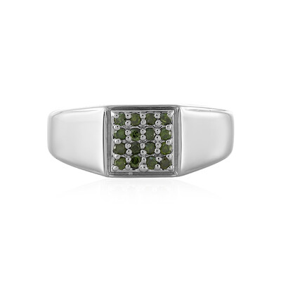Zilveren ring met I3 Groene Diamanten