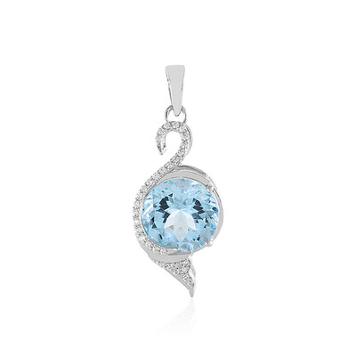 Zilveren hanger met een hemel-blauwe topaas